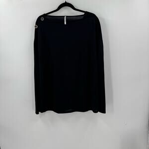 NWOT 42pops black button shoulder blouse
